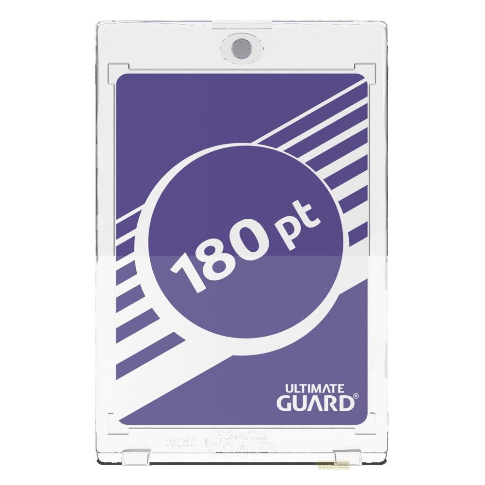 Porte-carte magnétique Ultimate Guard transparent avec insert violet portant le texte 180 pt.