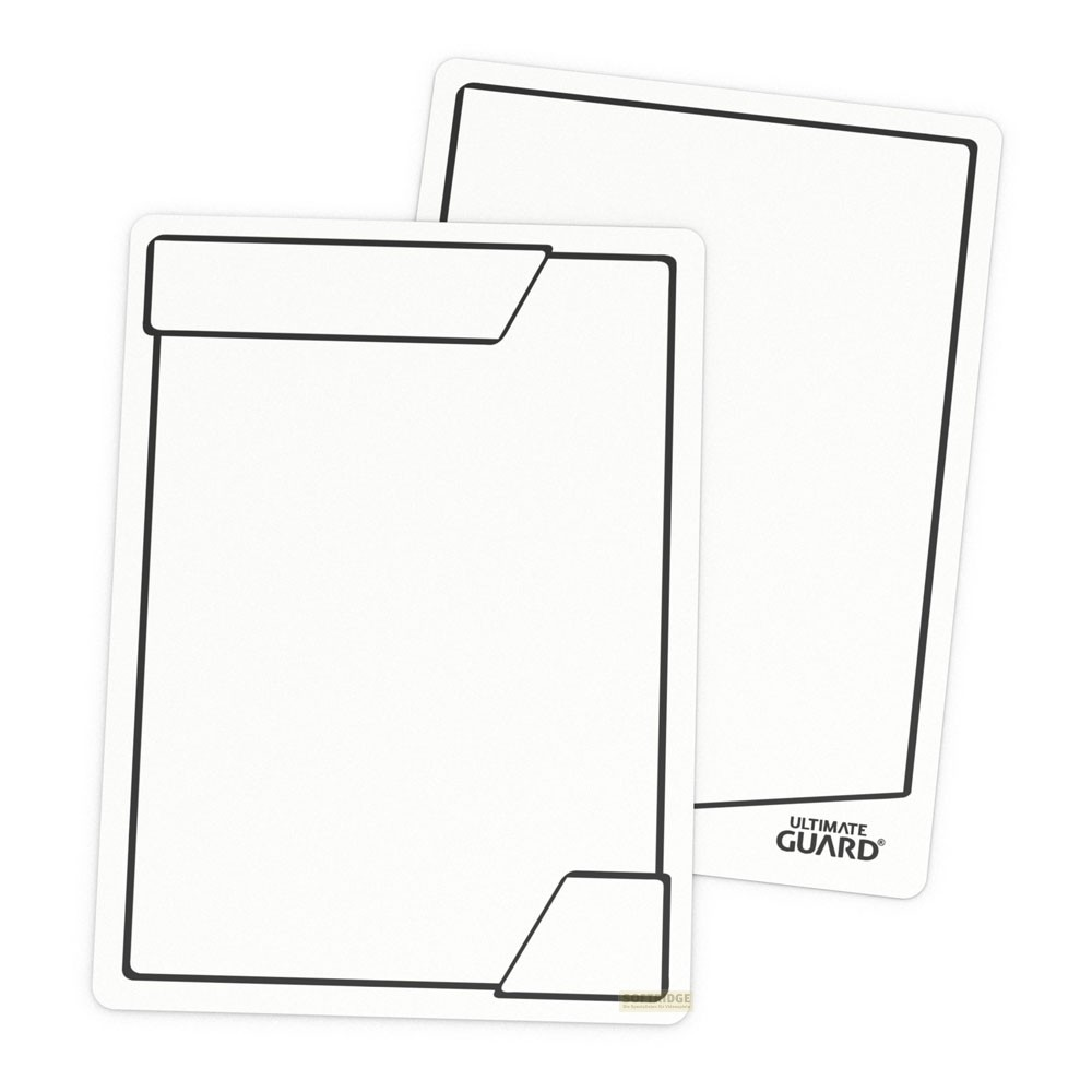 Deux intercalaires blancs aux contours noirs sur fond blanc, l'un avec le logo Ultimate Guard.