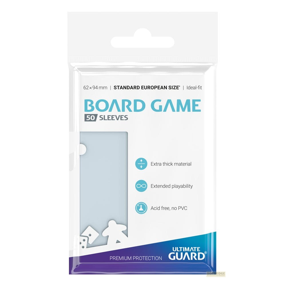 Paquet de 50 protège-cartes de jeu de société taille standard européenne par Ultimate Guard.
