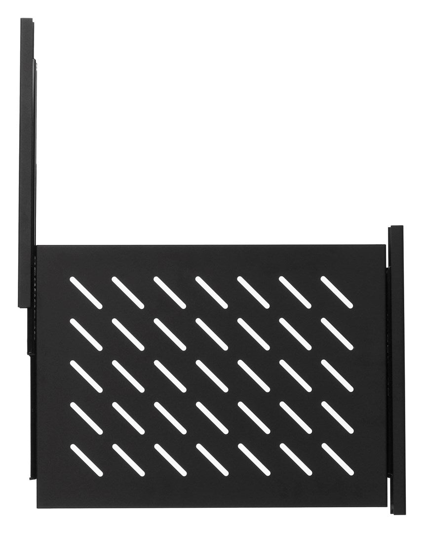 Support en métal noir avec motif à fentes diagonales sur fond blanc.