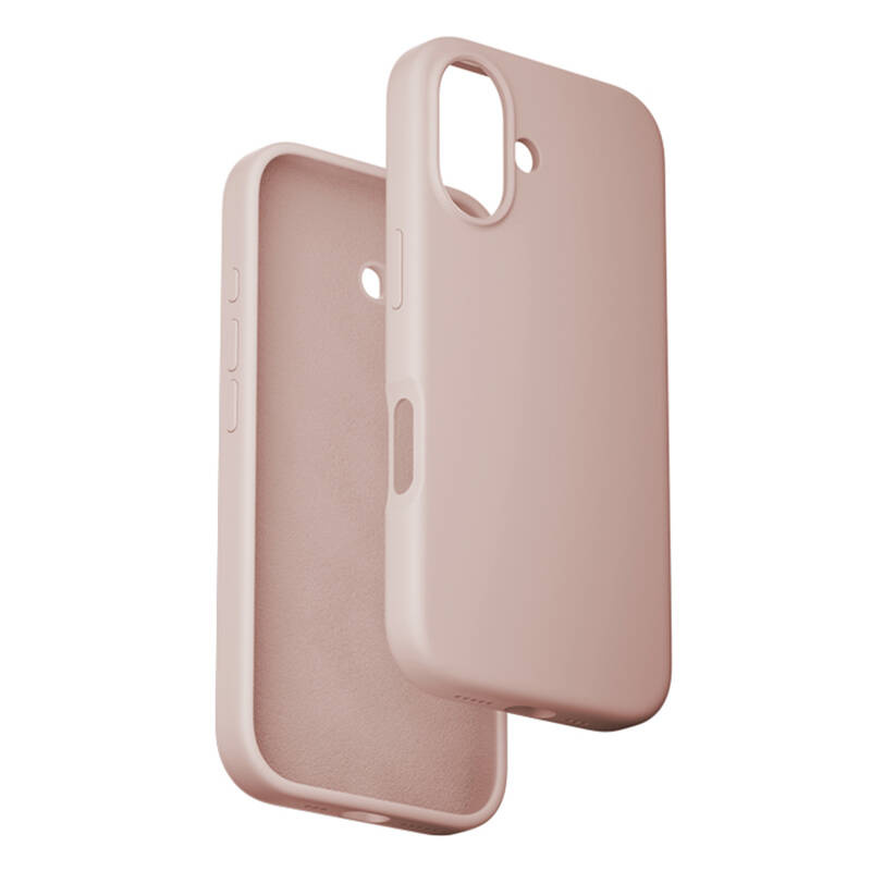 Due custodie per telefono in silicone rosa chiaro su sfondo bianco, mostrate da dietro e dall'interno.