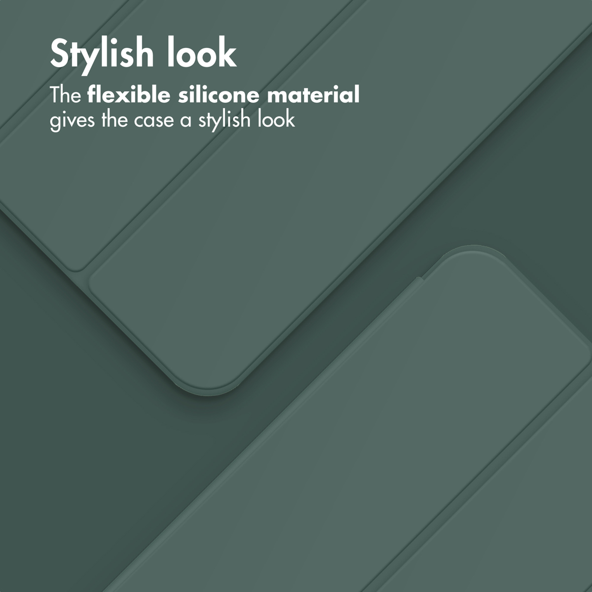 Una cover verde scuro con testo su look elegante e silicone flessibile.