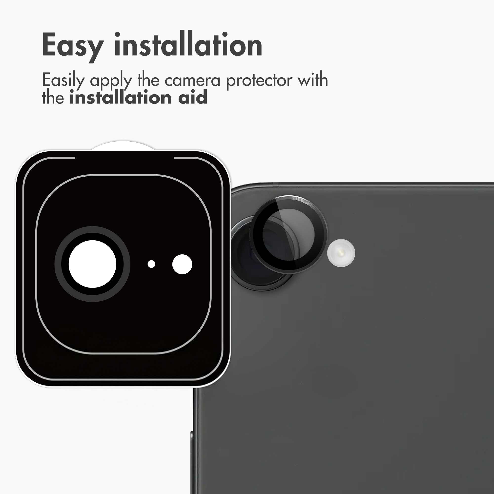 Eenvoudige installatie van telefoon-camerabeschermer via installatiehulp.