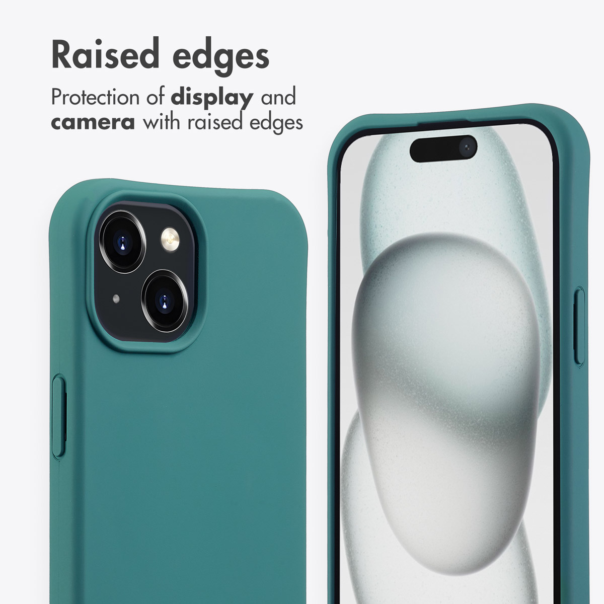 Groene telefoonhoes met verhoogde randen voor scherm- en camerabescherming.