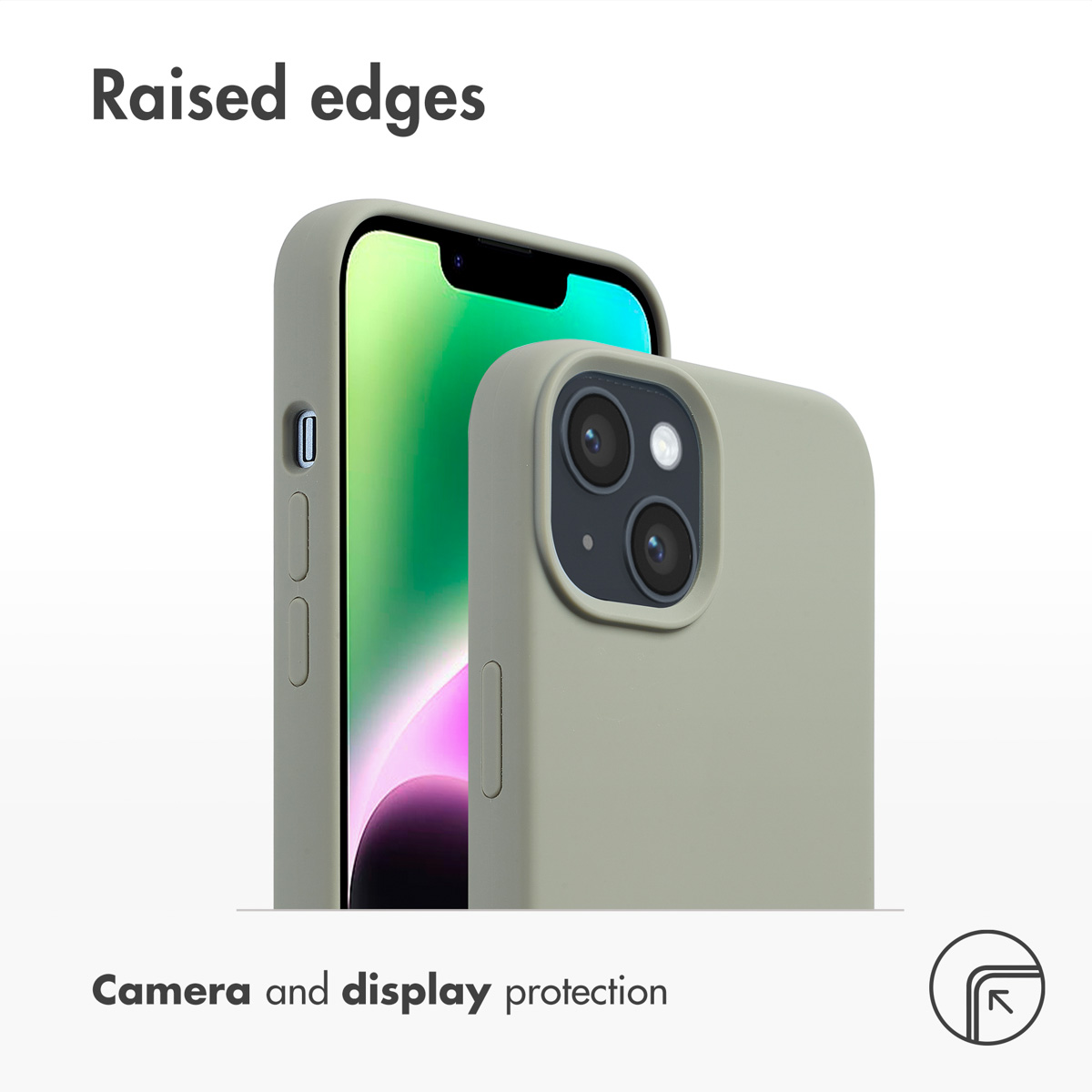Coque de téléphone avec bords surélevés pour protéger l'appareil photo et l'écran.