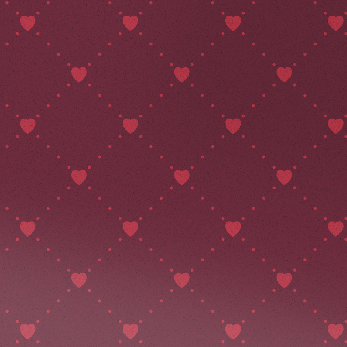 Un fond bordeaux avec un motif répété de cœurs rouges et de points en losange.