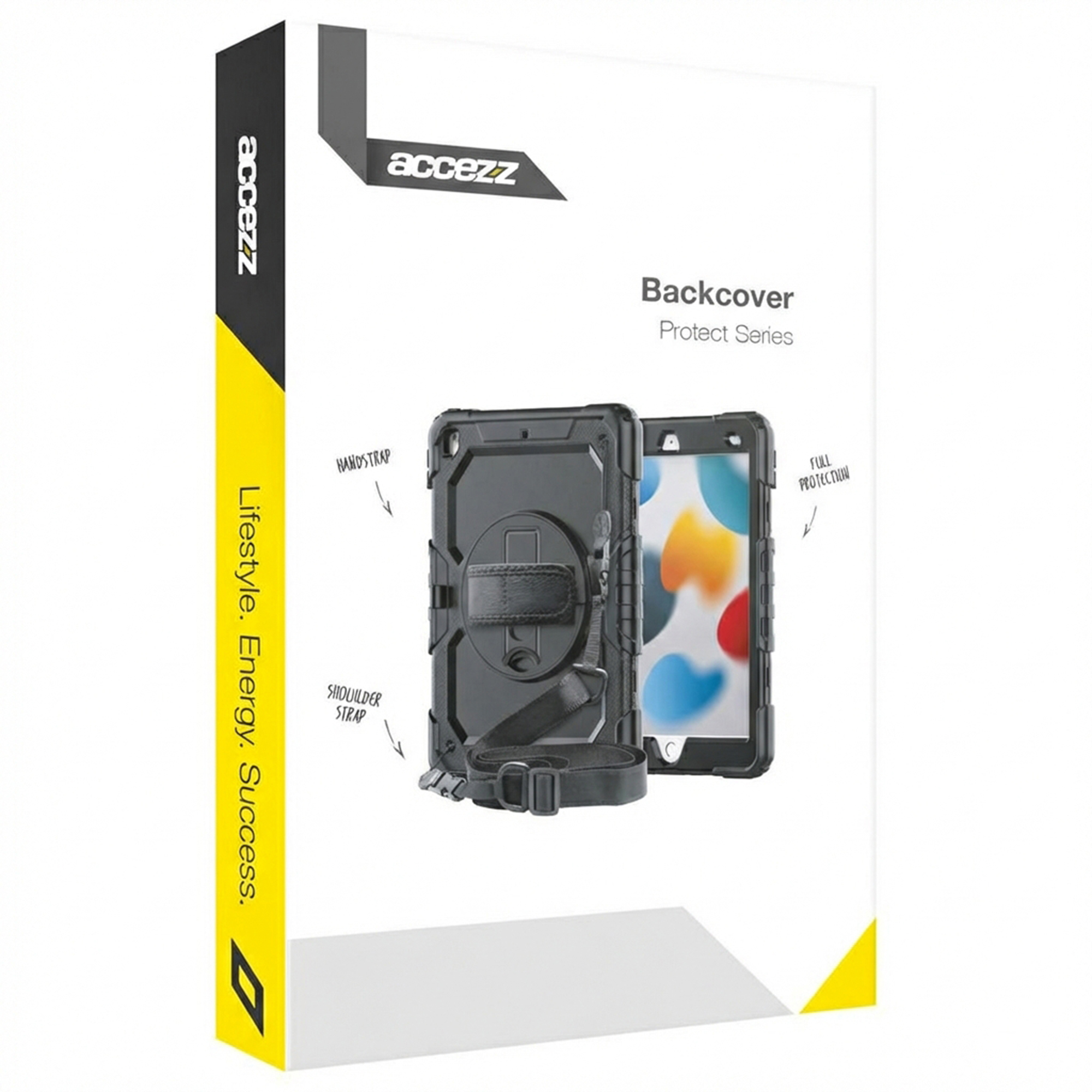 ACCEZZ Rugged Backcover Shoulder Strap Custodia per tablet Retro copertina per Apple Plastica, Nero