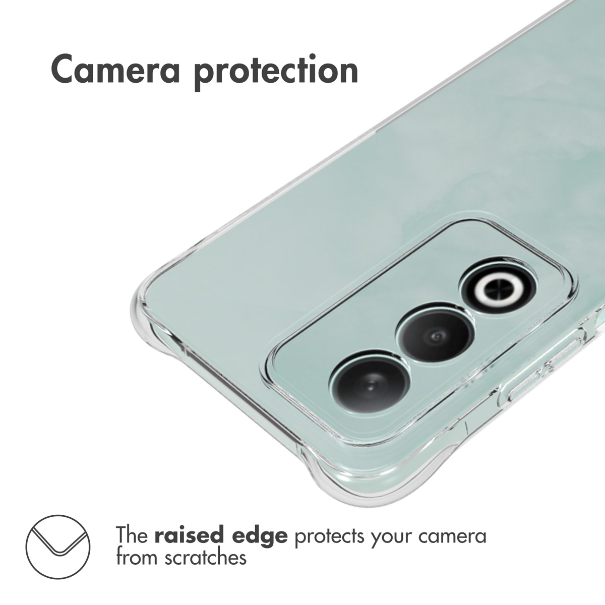 Funda de móvil con borde elevado alrededor de la cámara para proteger de arañazos.