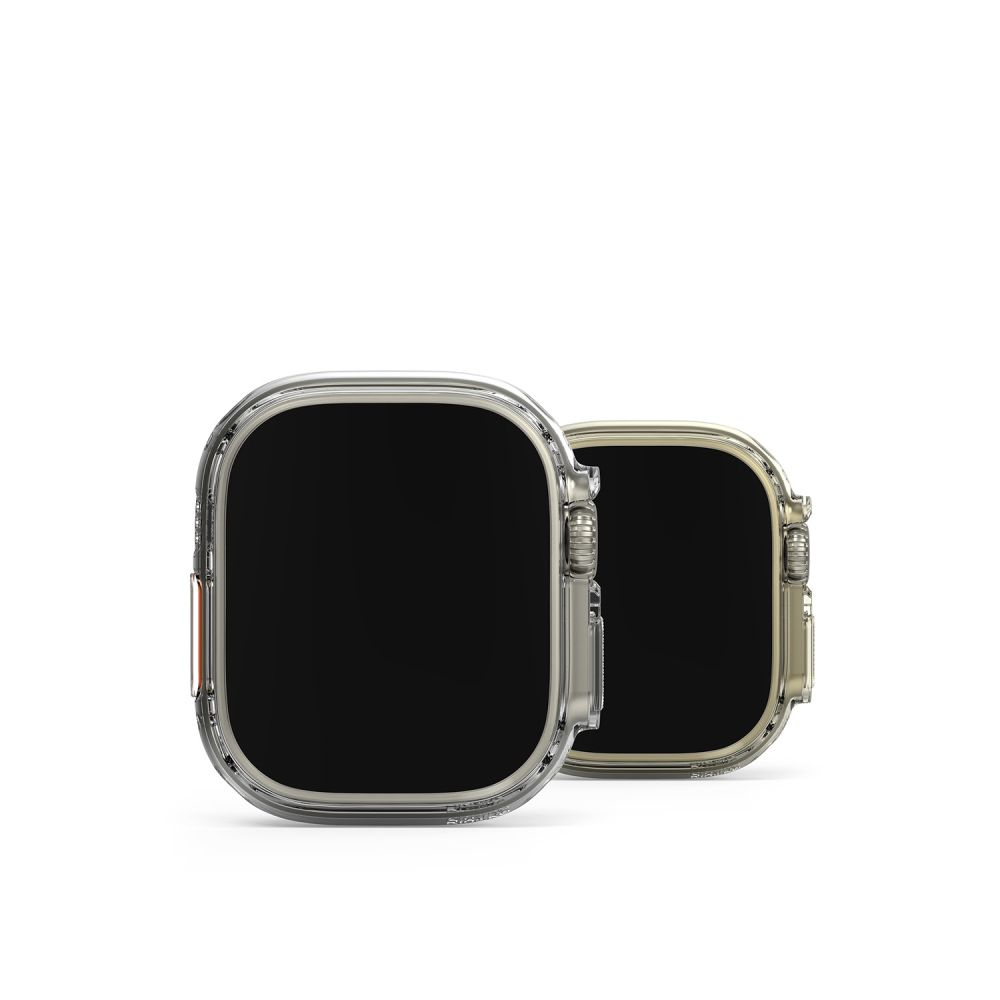 Due custodie per smartwatch con schermi neri sono affiancate su sfondo bianco.