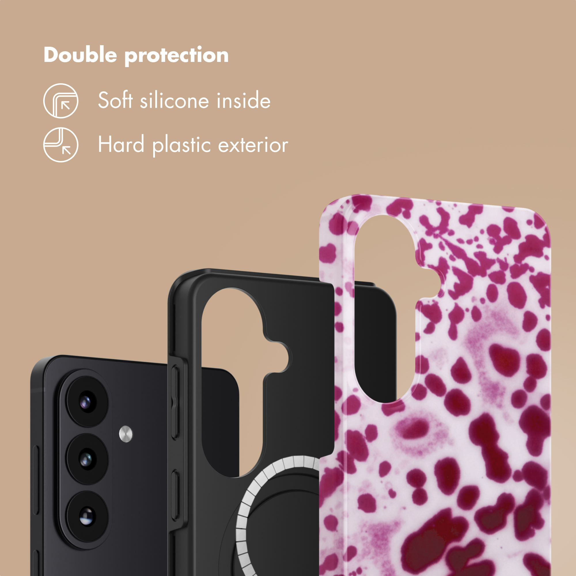 Smartphone-Hülle mit weichem Silikon innen und hartem Plastik außen.