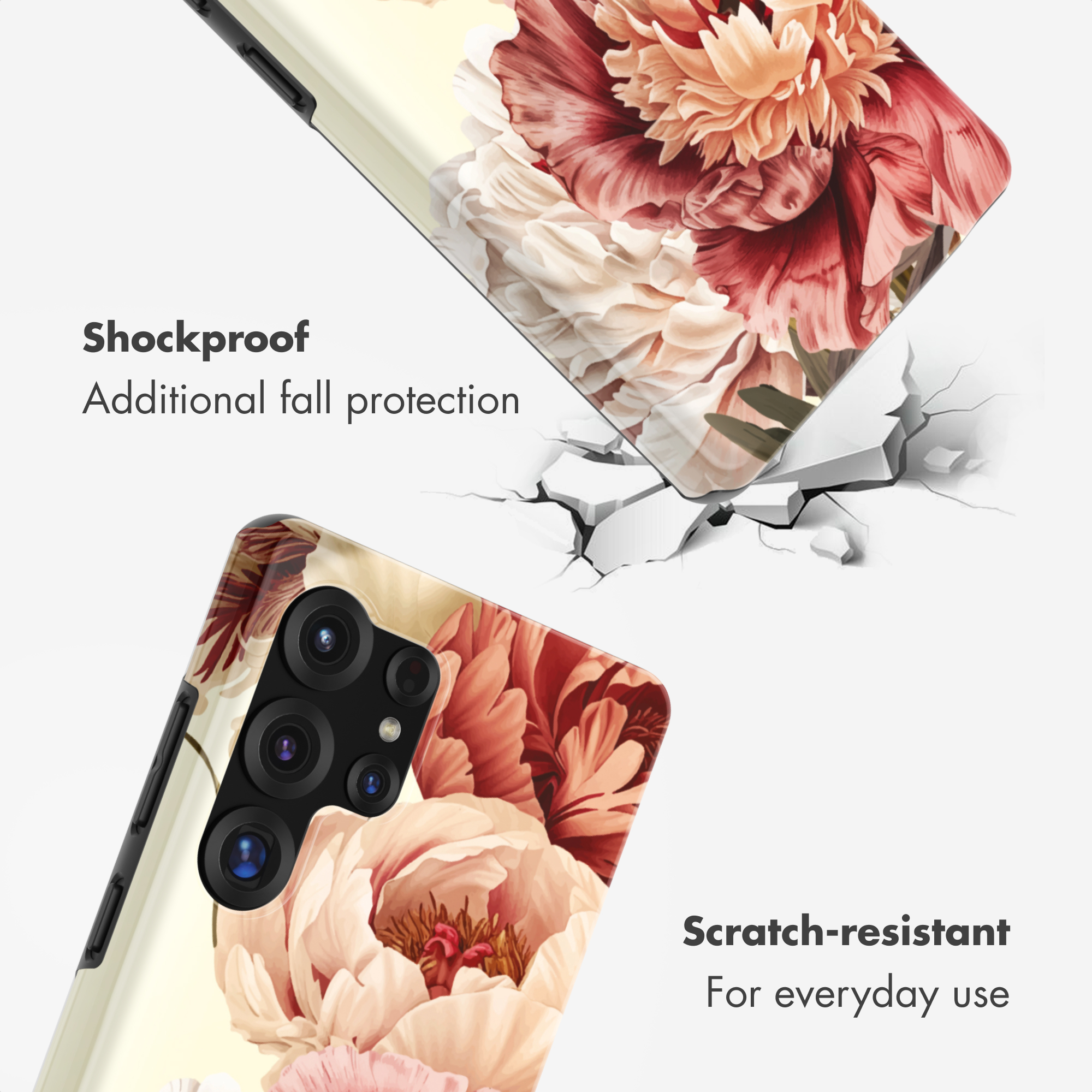 Custodia per telefono antiurto e antigraffio con design floreale.