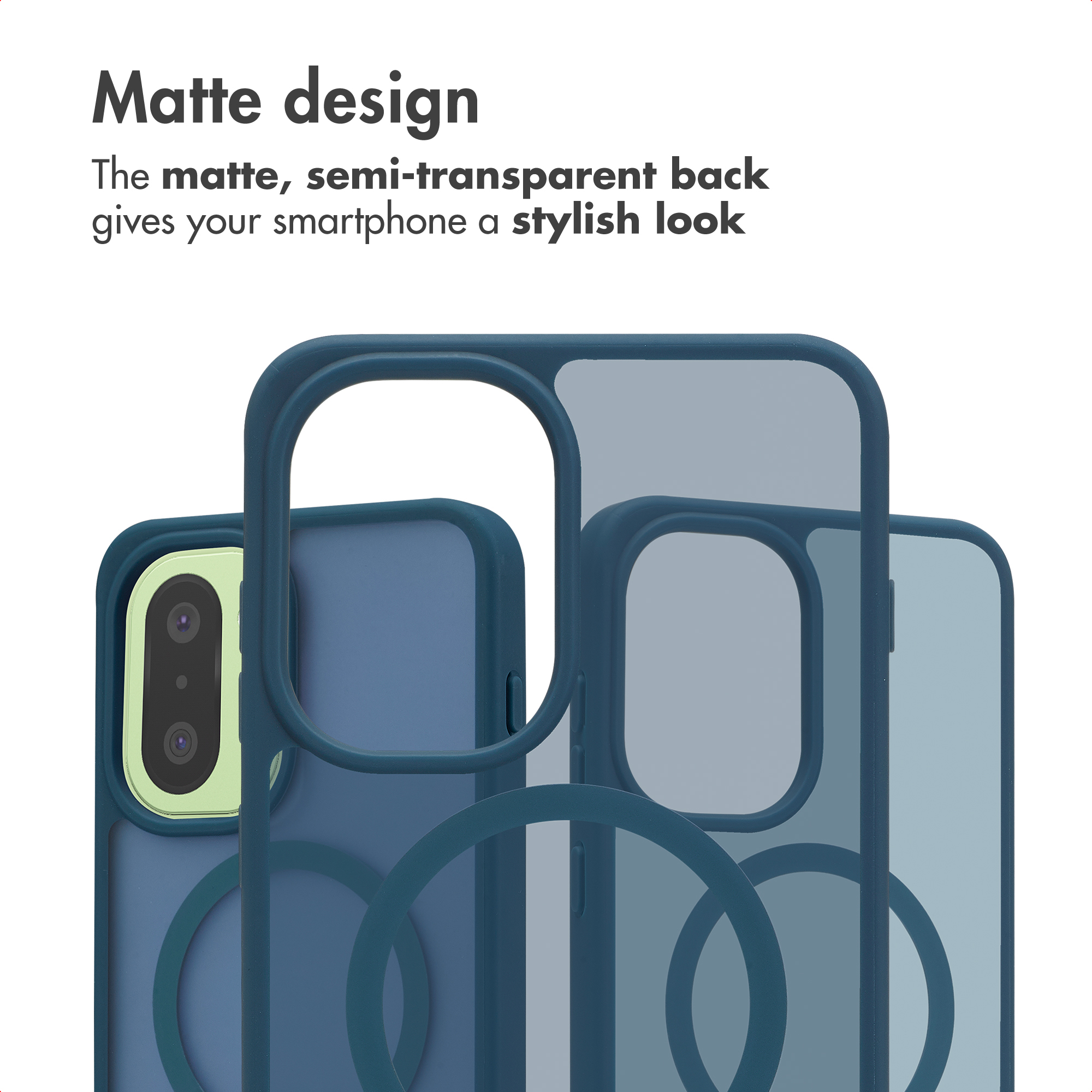 La trasera mate y semitransparente aporta un estilo elegante a tu smartphone.