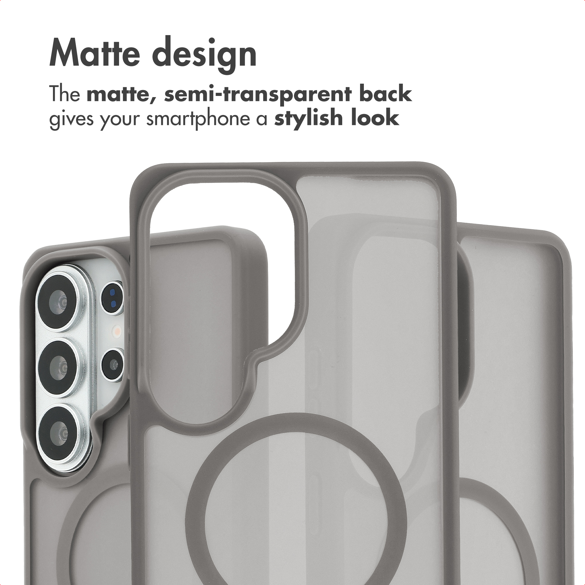 Coque de smartphone mate et semi-transparente au design élégant.