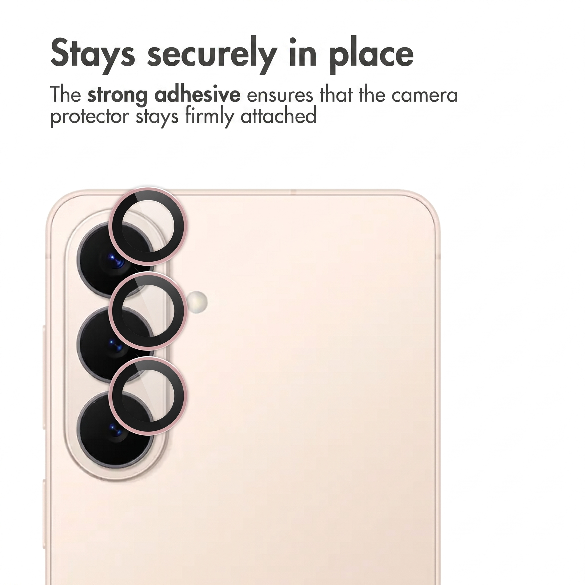 Un forte adesivo assicura che la protezione della fotocamera sia fissa.