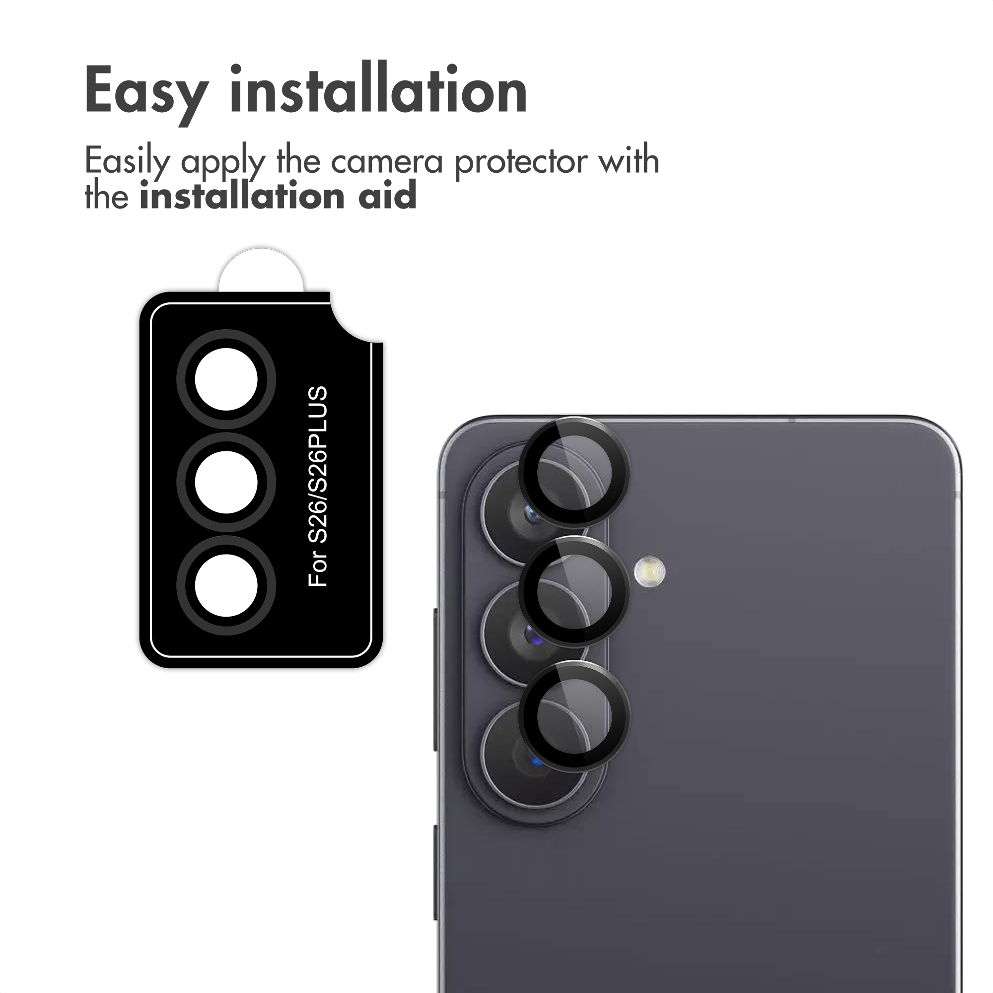 Un ausilio di installazione e un telefono con protezioni per obiettivi.