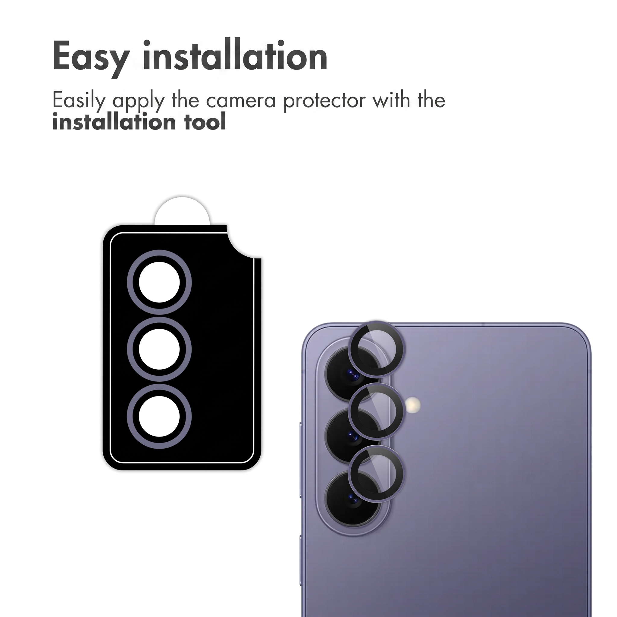 Facile installazione della protezione della fotocamera con uno strumento speciale sullo smartphone.