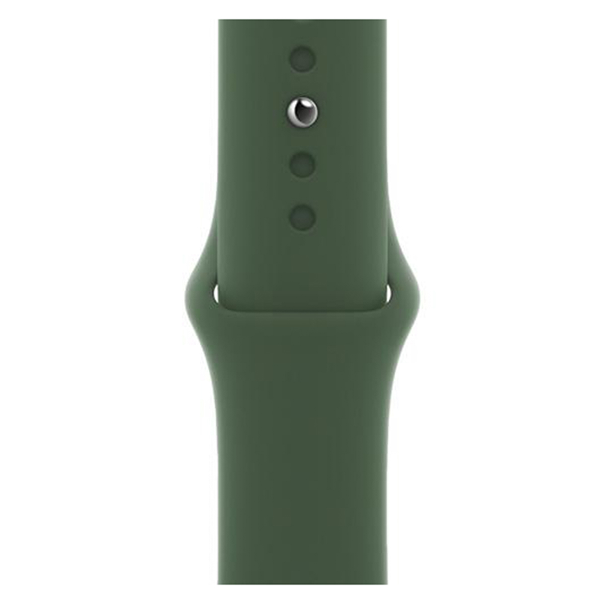 Un bracelet de montre vert olive mat avec une fermeture à goupille argentée.