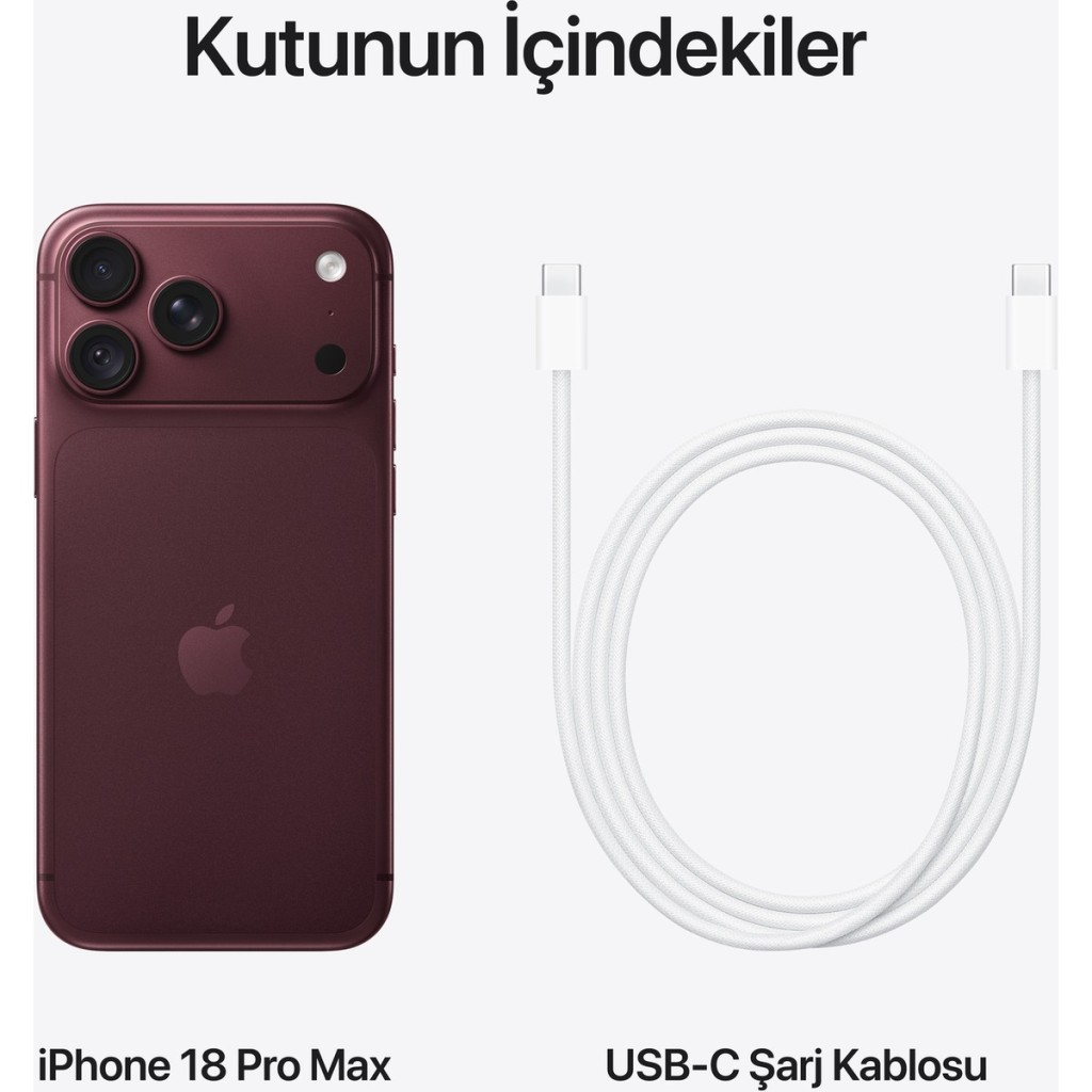 Açık arka planda koyu kırmızı bir akıllı telefon ve beyaz USB-C kablosu.