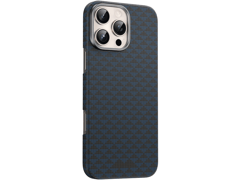 KEEPHONE iPhone 16 Pro Max Uyumlu Kevlar Paris Magsafe Kapak Telefon Kılıfı Mavi
