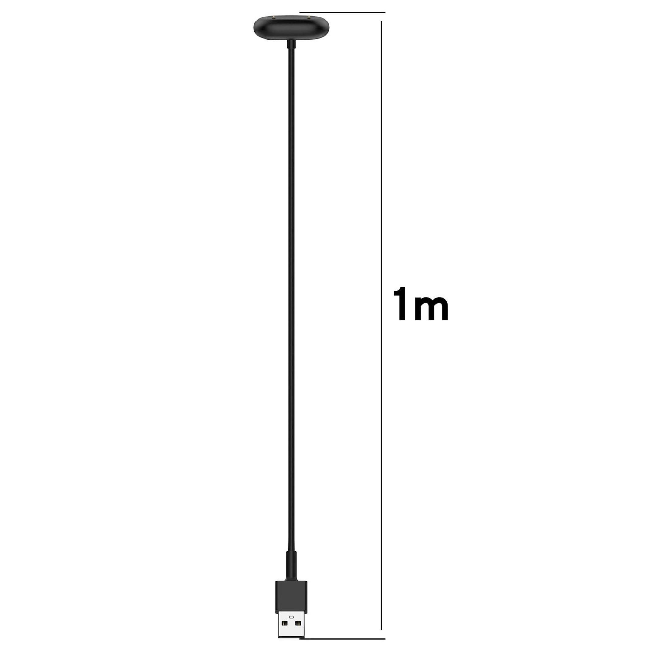 Ein 1m langes schwarzes Ladekabel mit USB-A-Anschluss.