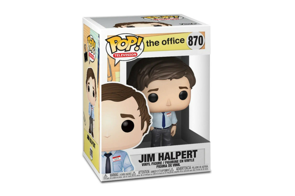 Jim Halpert Funko Pop Vinyl Figur in ihrer originalen, beschrifteten Verpackung.
