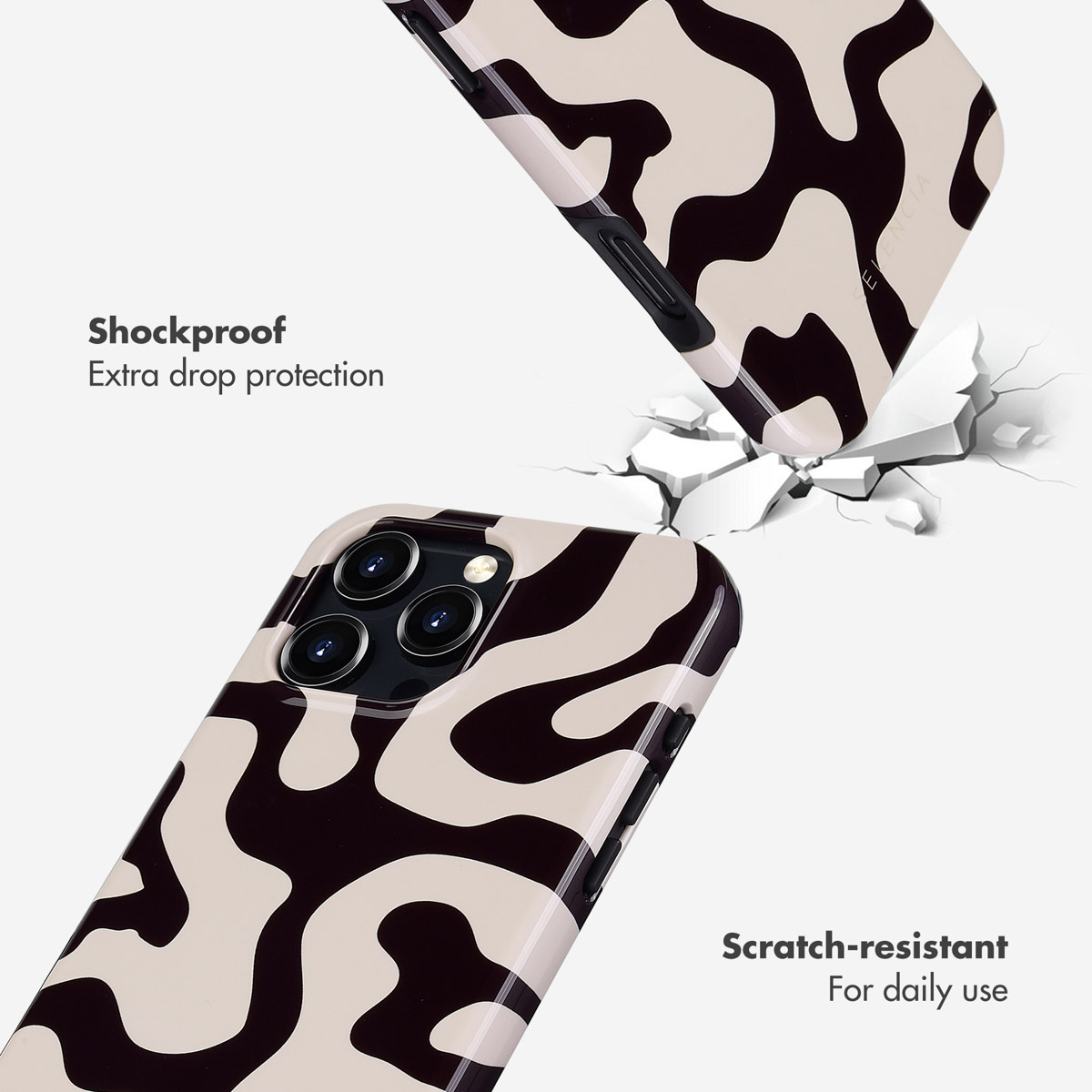 Cover per telefono con stampa mucca, antiurto e antigraffio.