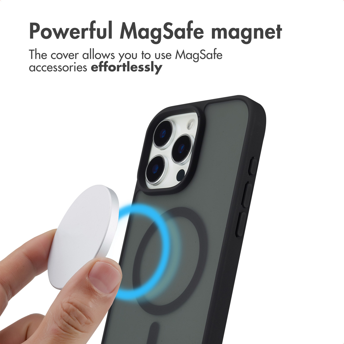 Se muestra una funda para teléfono con un potente imán MagSafe.