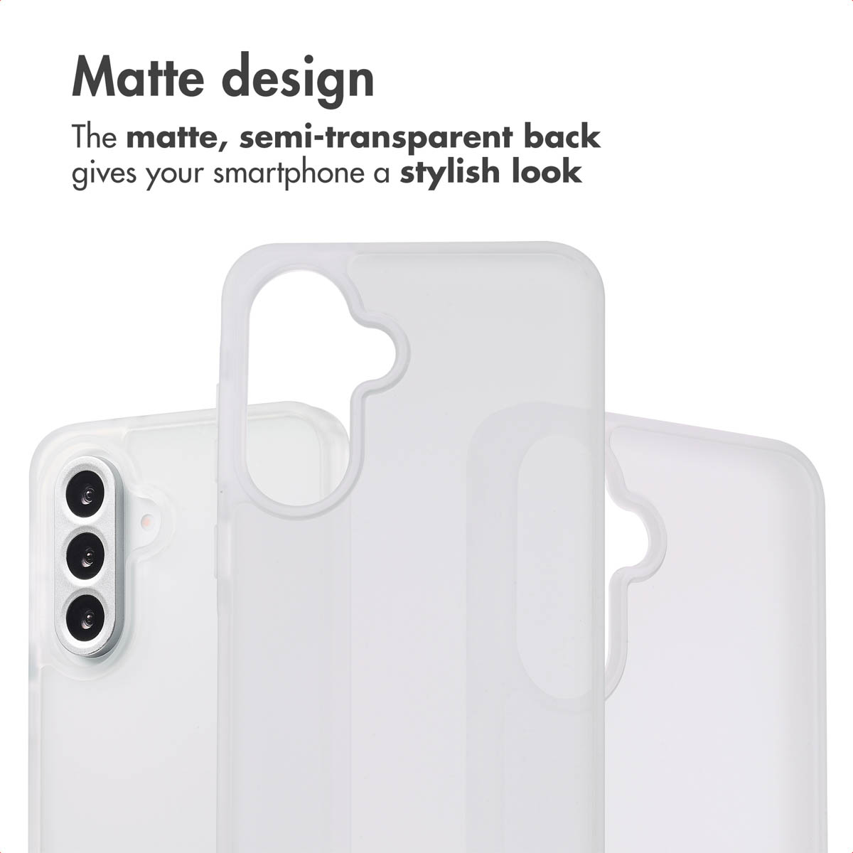 Cover per smartphone opaca e semi-trasparente con fotocamera.