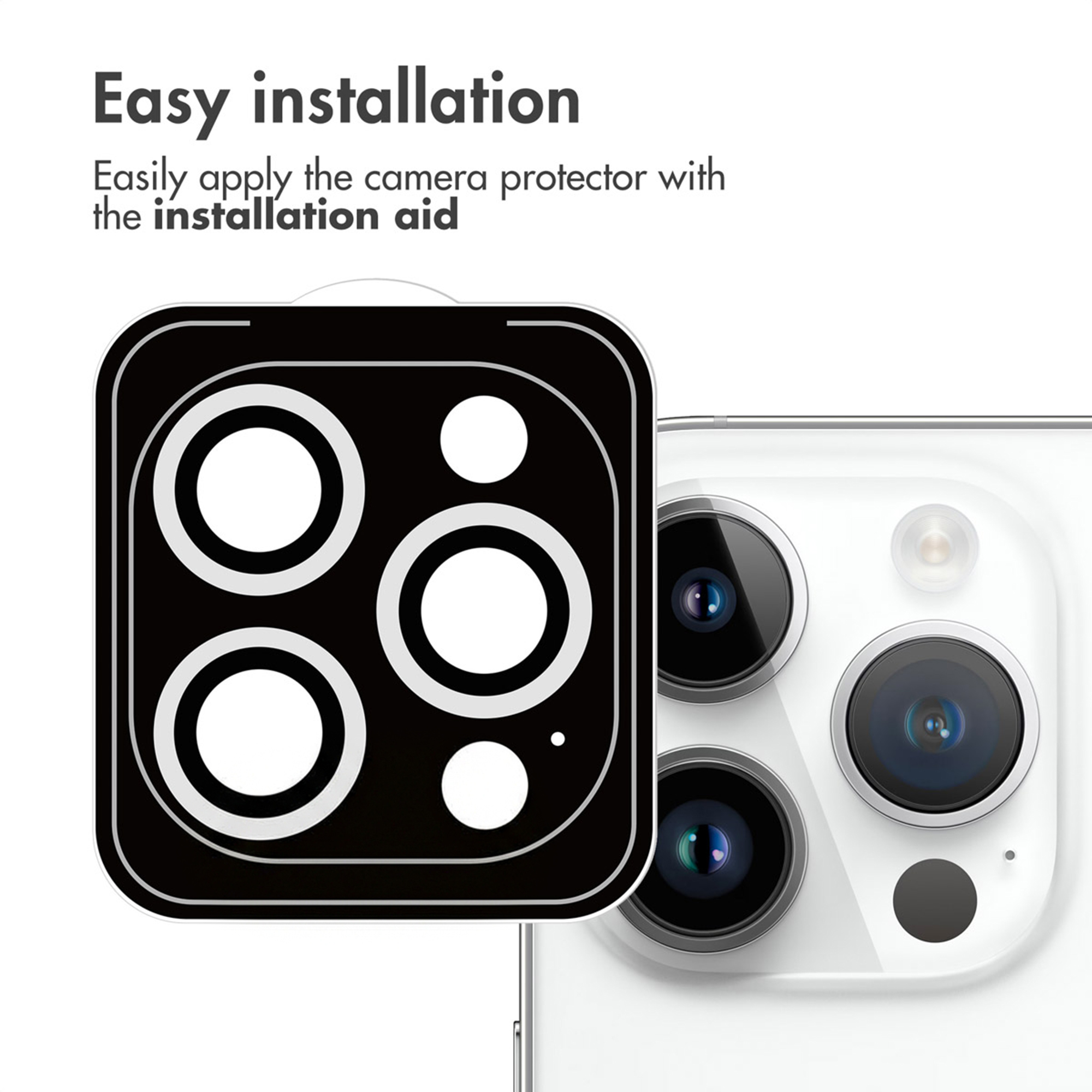 Installatiehulp voor een smartphone-cameralensbeschermer.