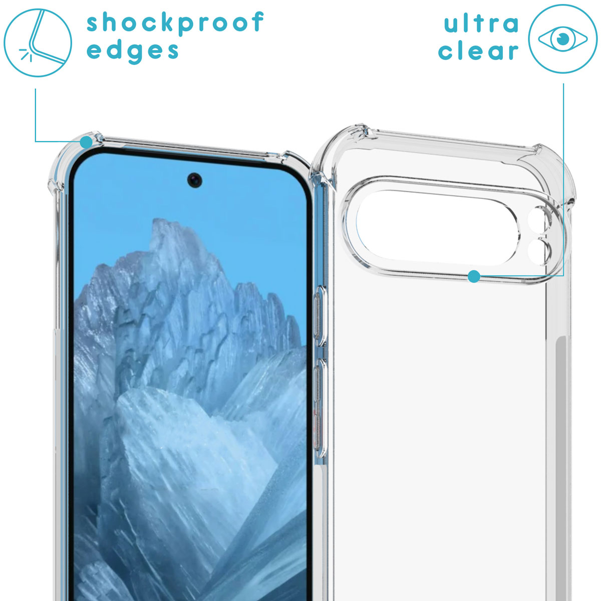 Custodia trasparente per telefono con bordi antiurto e design ultra trasparente.