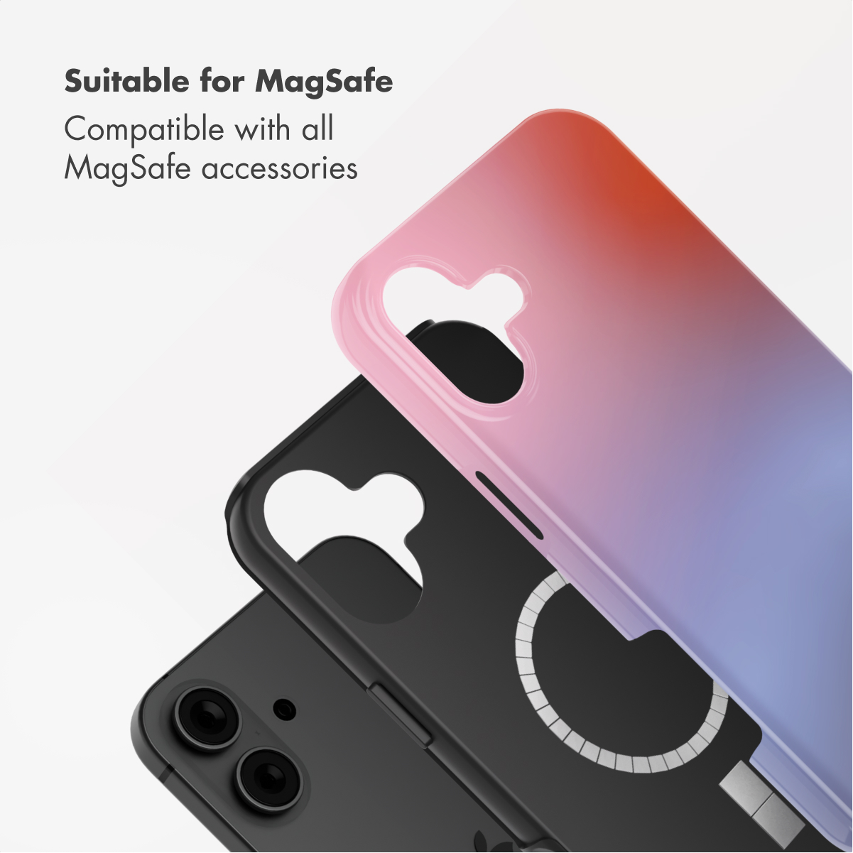 Custodie per telefoni MagSafe con il testo 'Adatto per MagSafe'.
