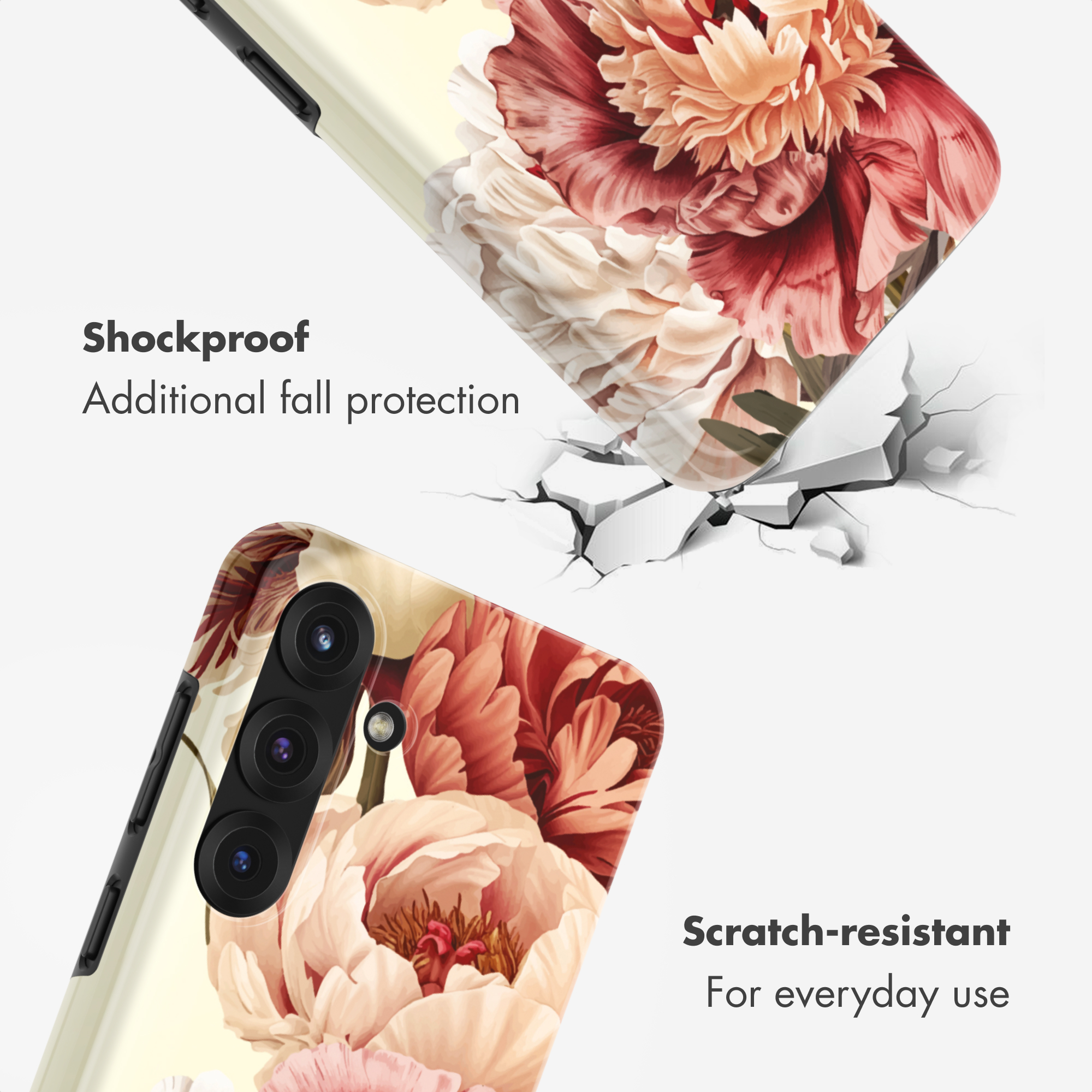 Funda de teléfono con patrón floral, a prueba de golpes y resistente a los arañazos.