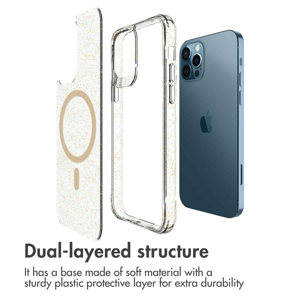 Eine zweilagige Schutzhülle für ein Smartphone mit weicher Basis und stabiler Plastikschicht.