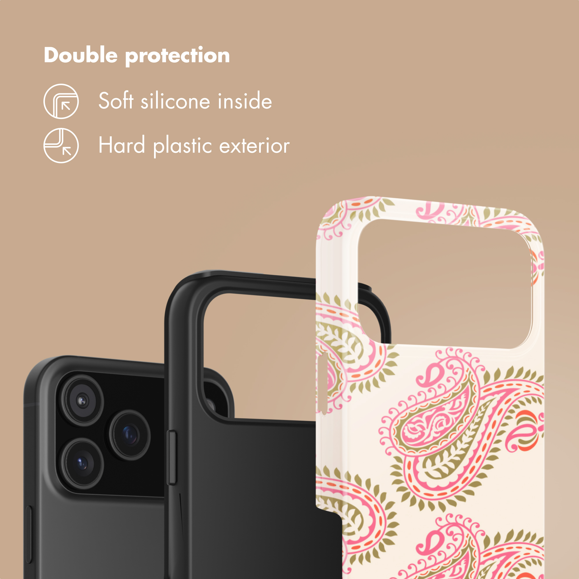 Smartphone-Hülle mit weichem Silikon innen und hartem Plastik außen.