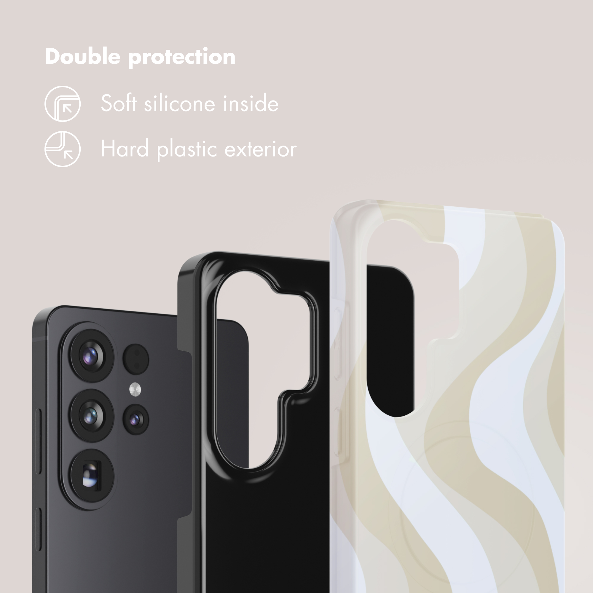 Funda de móvil con doble protección: silicona suave por dentro y plástico duro fuera.