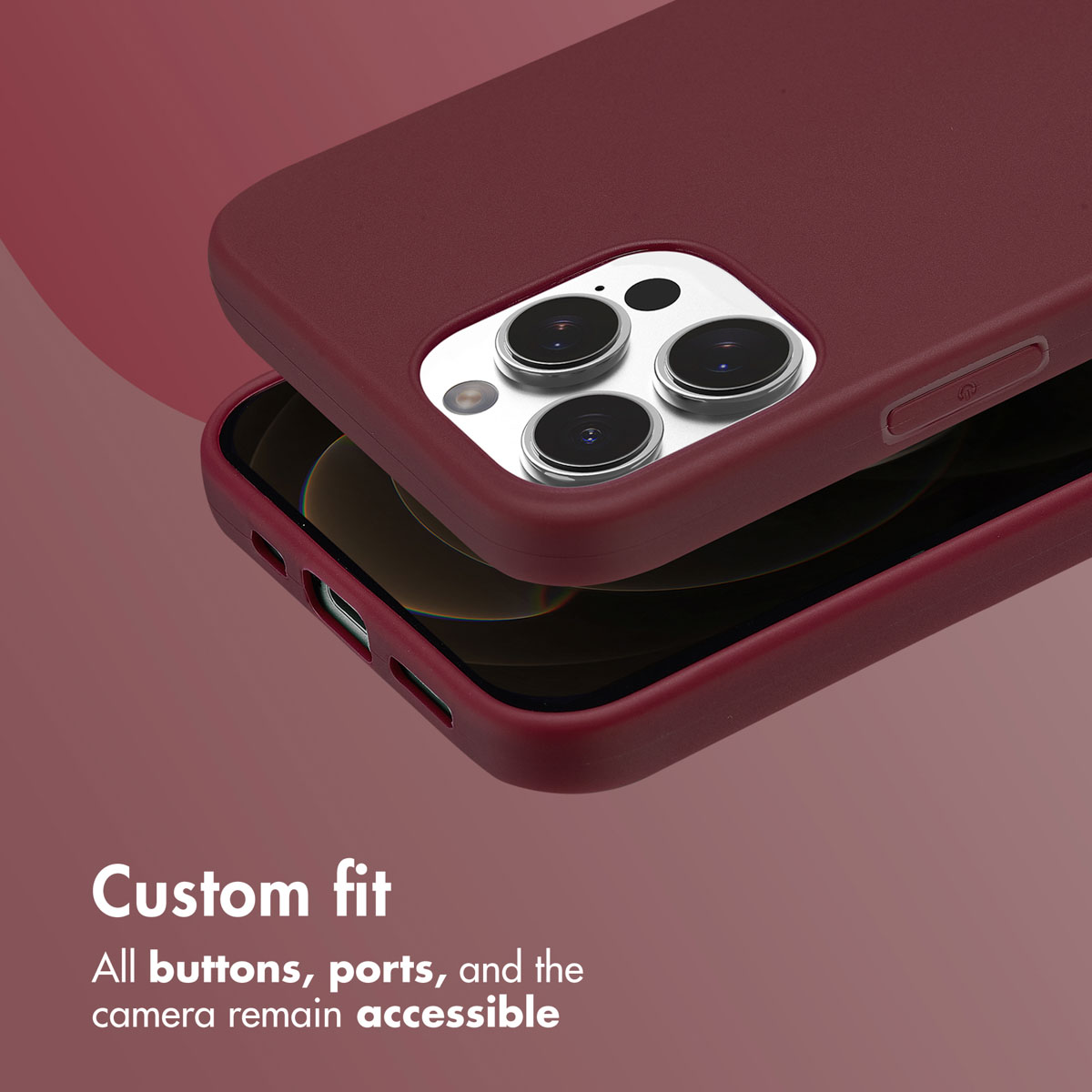 Une coque de téléphone marron sur un smartphone, mettant en valeur le module photo et les boutons.