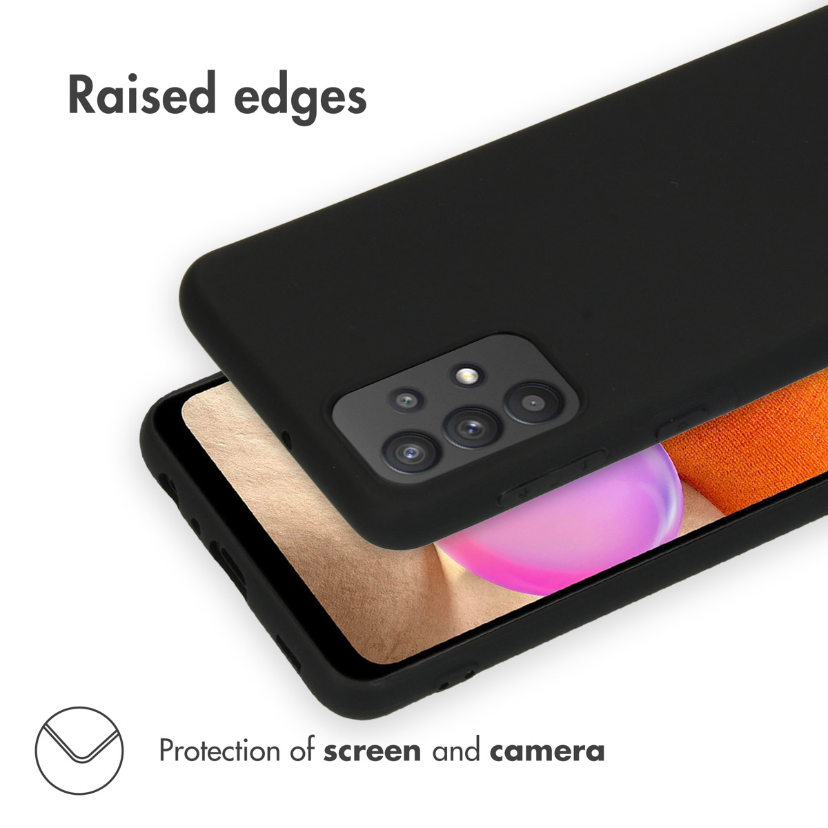 Un smartphone noir dans une coque avec des bords surélevés pour protéger l'écran et l'appareil photo.
