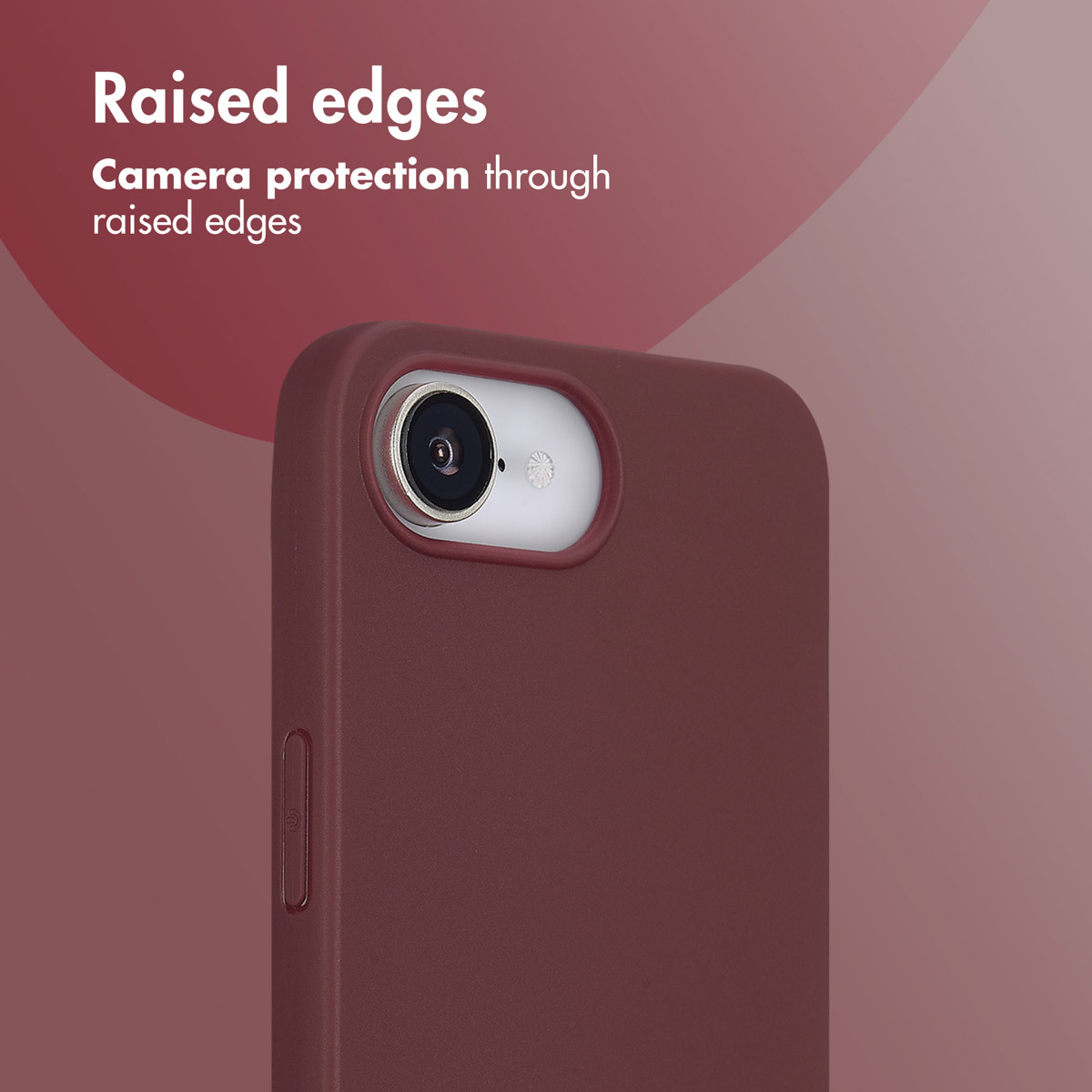 Custodia per smartphone rossa con bordi rialzati per la fotocamera.