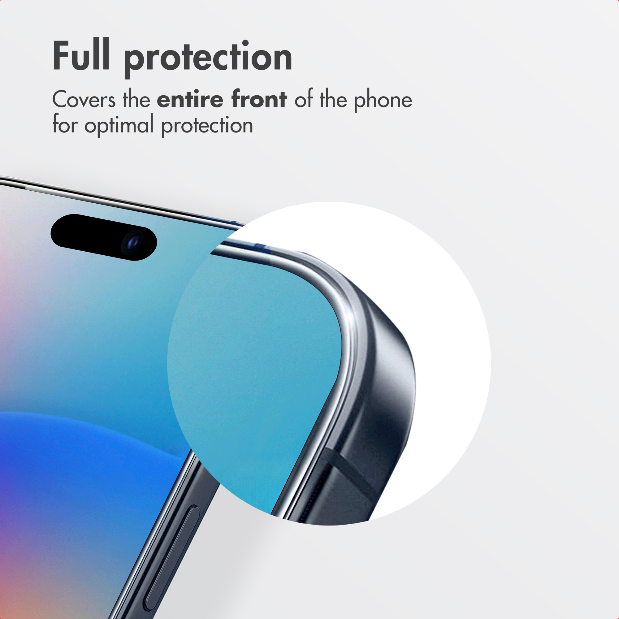 L'angolo dello schermo di uno smartphone evidenziato in un cerchio, con testo.
