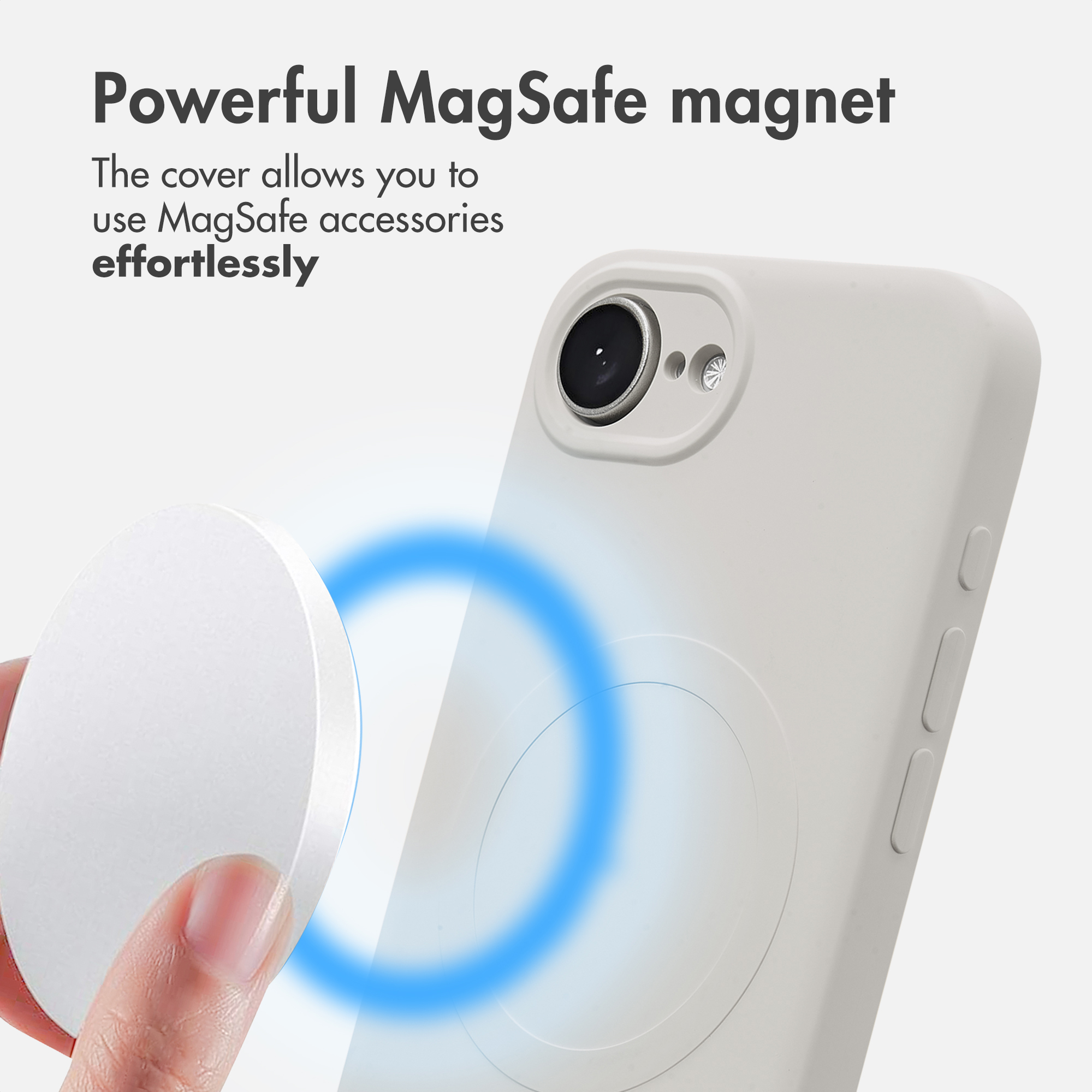 Coque de téléphone avec anneau magnétique MagSafe et accessoire.