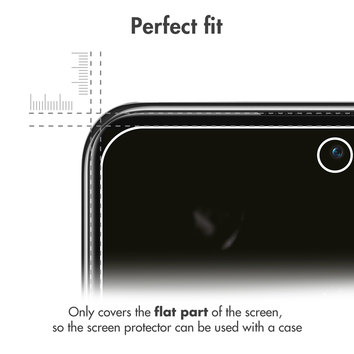 Uno smartphone con protezione dello schermo che copre solo la parte piatta.