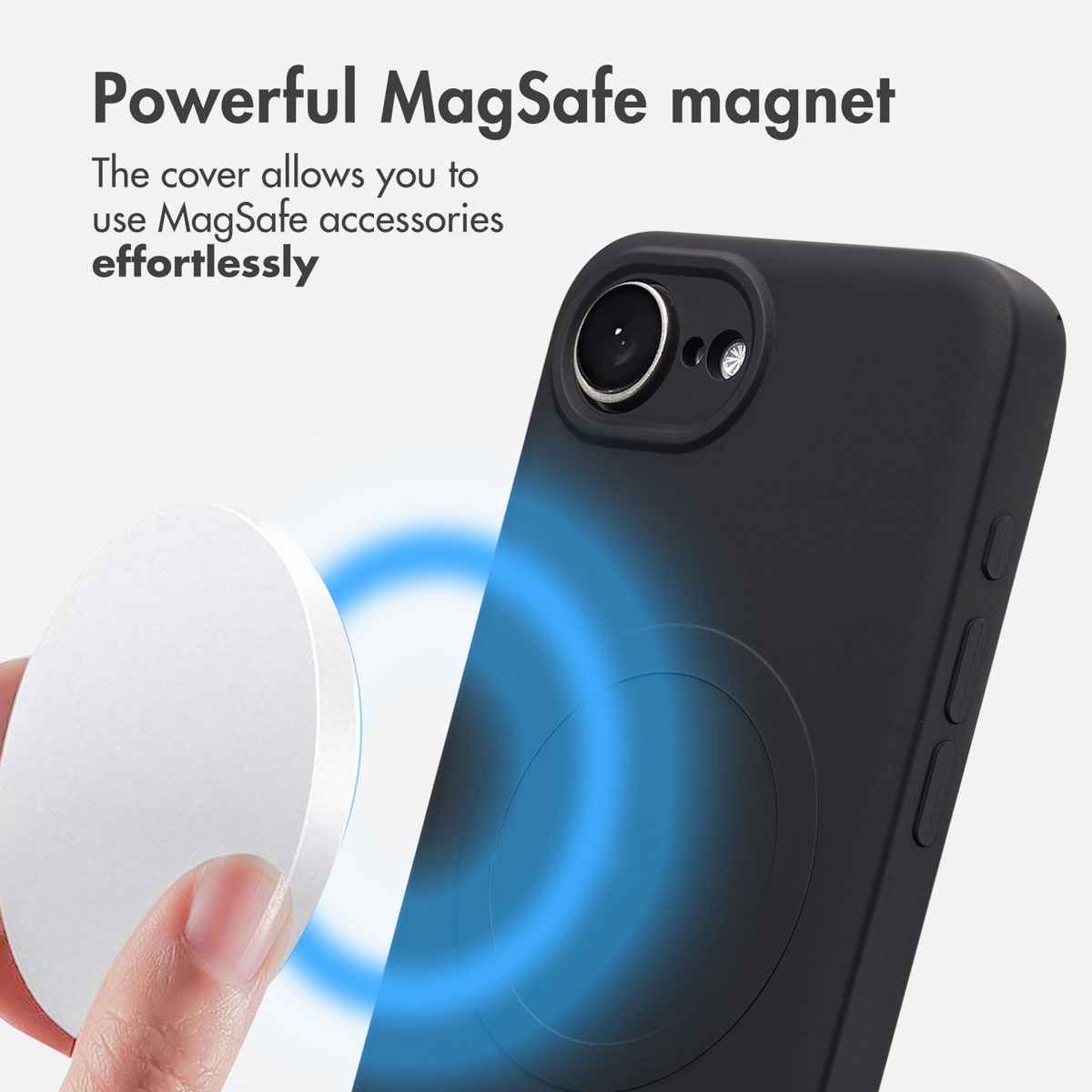 Custodia per telefono con magnete MagSafe e testo sul magnetismo.