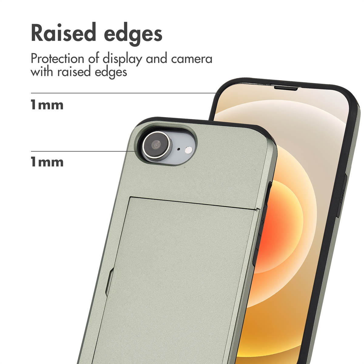 Custodia per telefono con bordi rialzati di 1 mm per schermo e fotocamera.