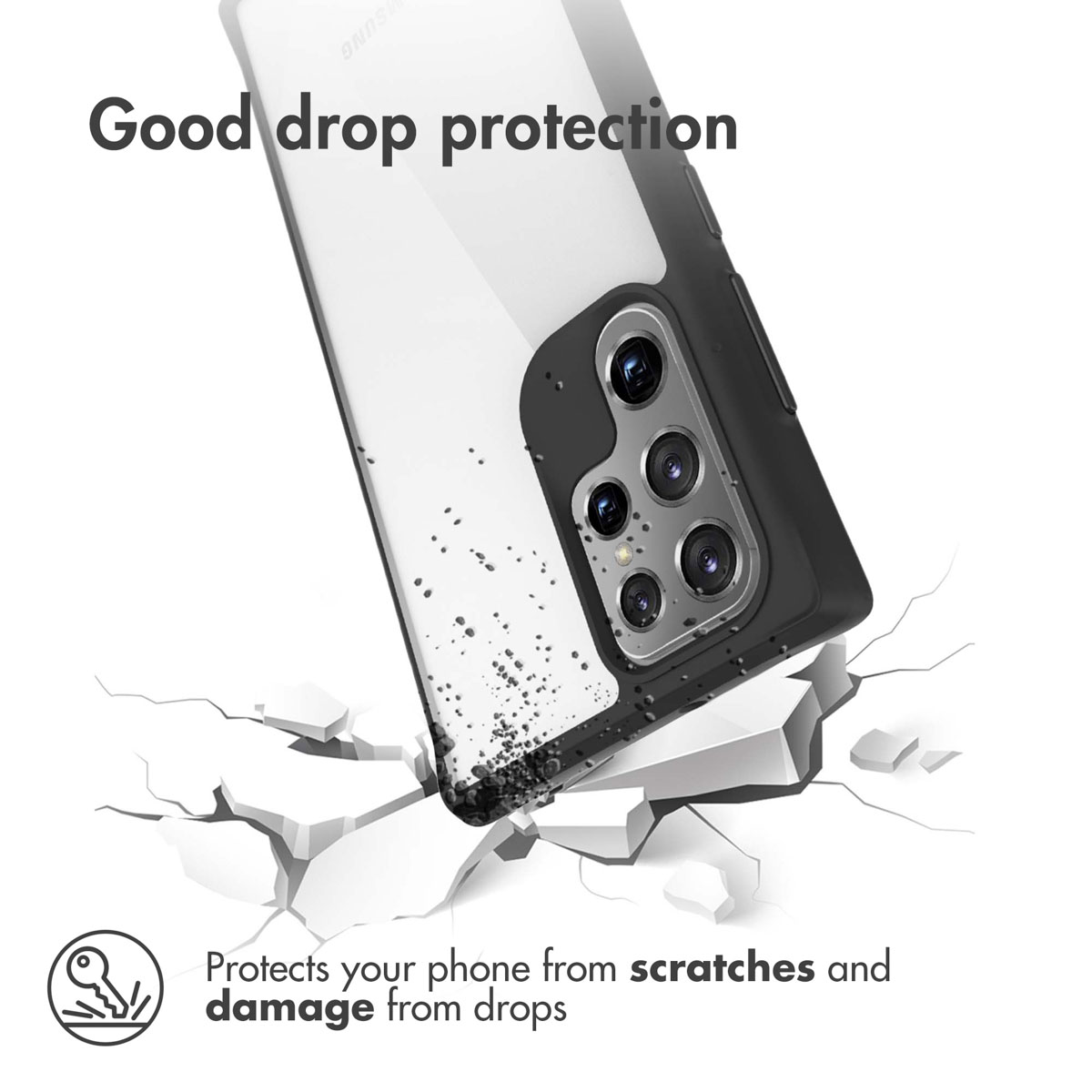 Smartphone dans une coque de protection contre les chutes.