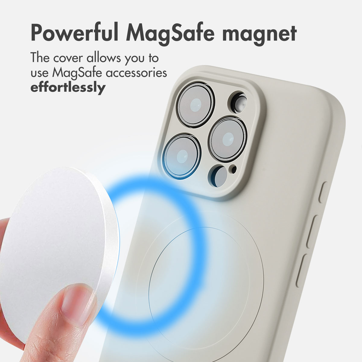 Primo piano di una custodia per telefono con funzione MagSafe.