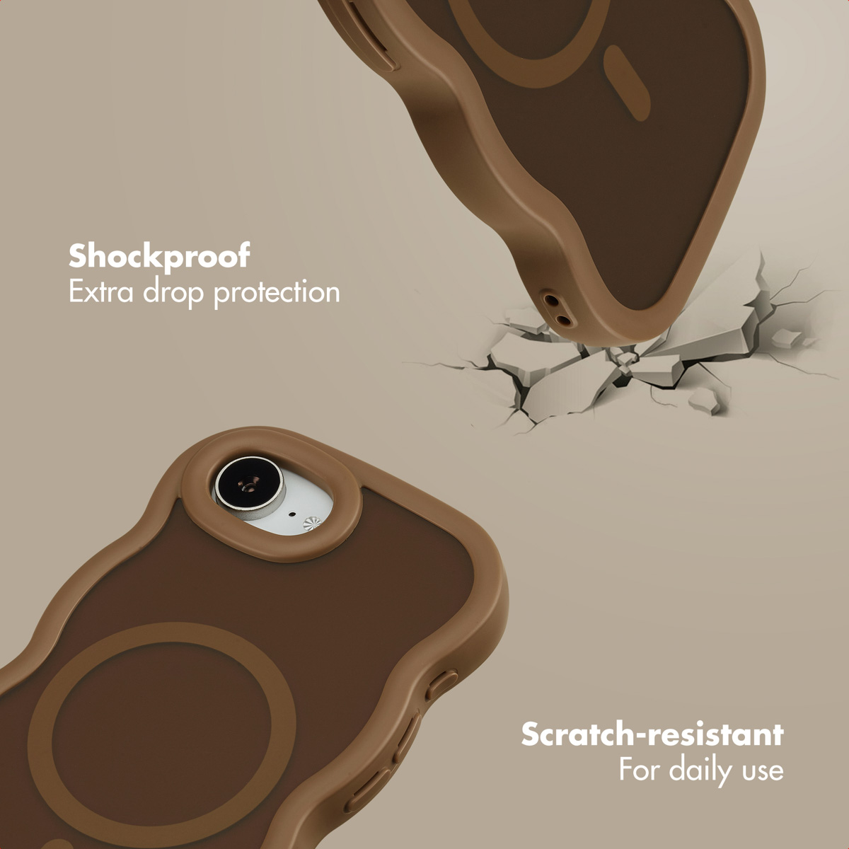 Coque de téléphone marron antichoc et résistante aux rayures.