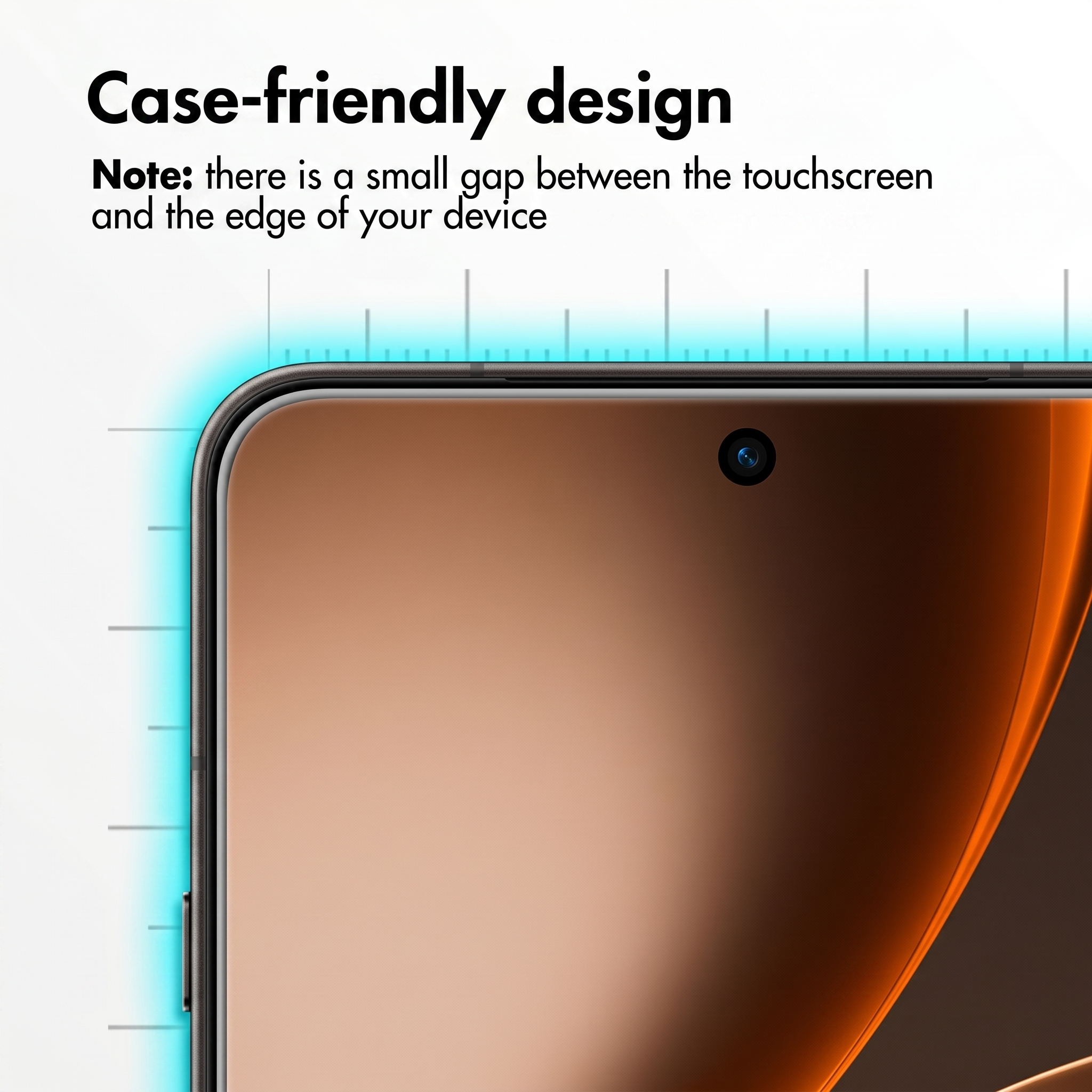 Angolo di smartphone con testo sul design compatibile con le cover.