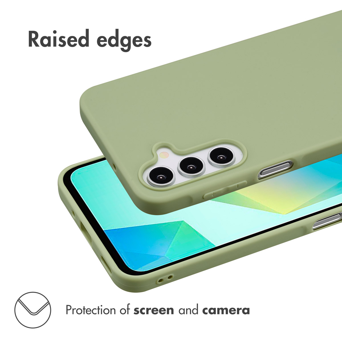 Fundat teléfono verde con bordes elevados para protección de pantalla.