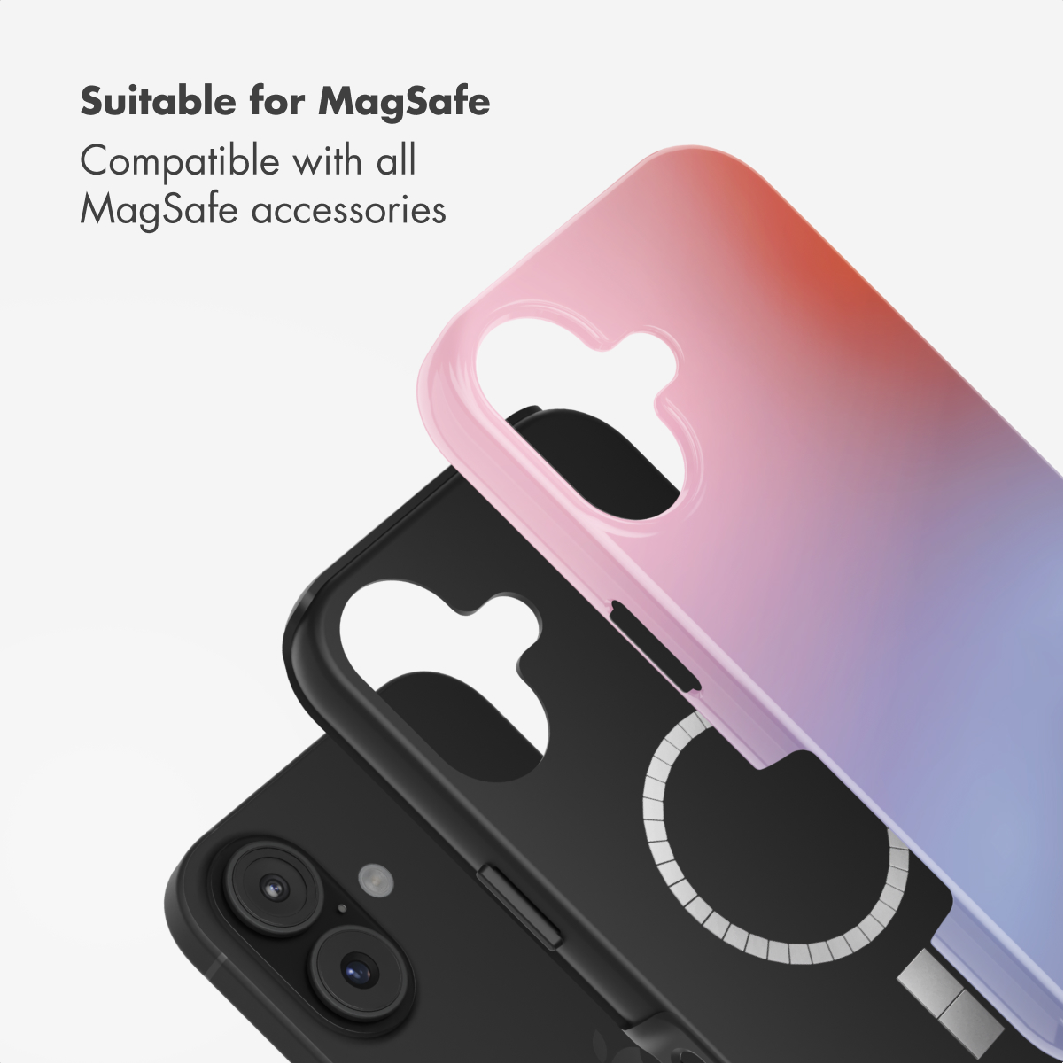 Custodia per telefono compatibile MagSafe con colore sfumato e anello magnetico.