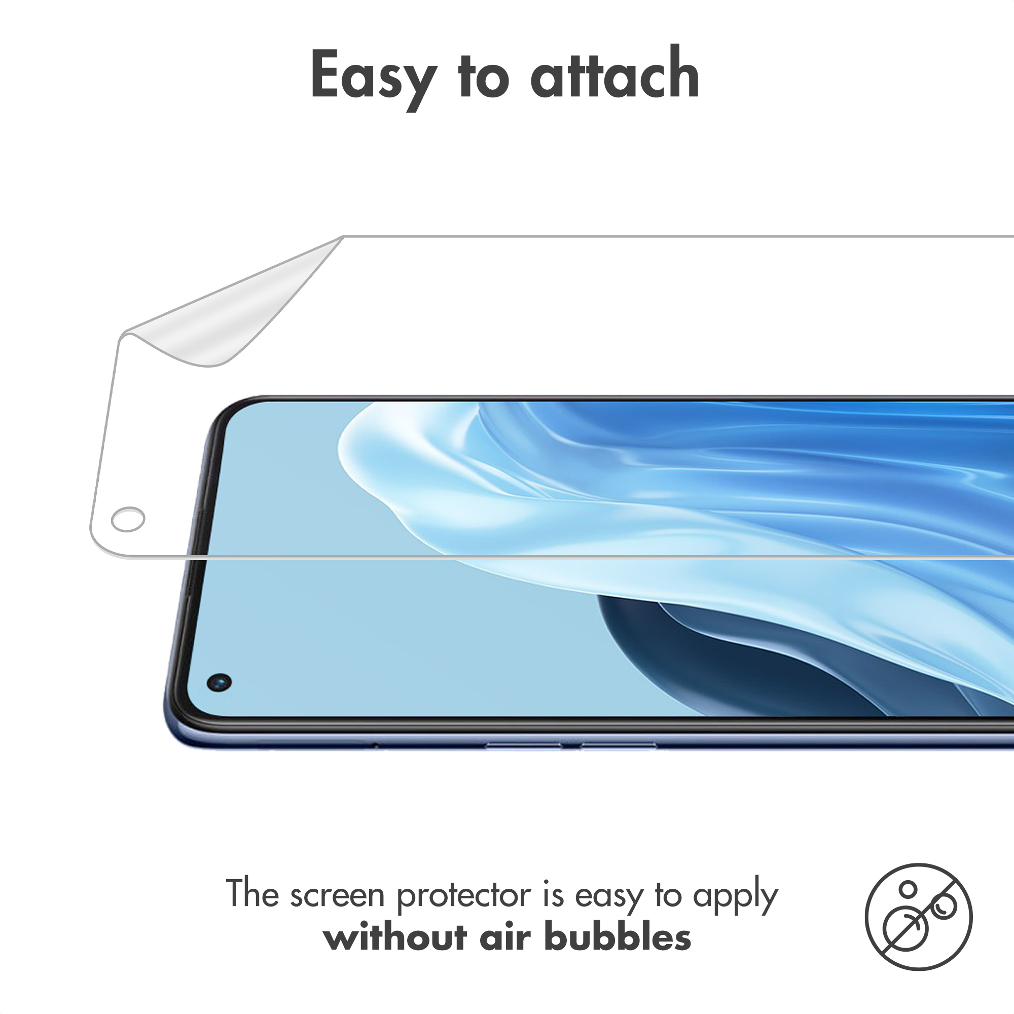 Un film protecteur est appliqué sur un smartphone pour éviter les bulles d'air.